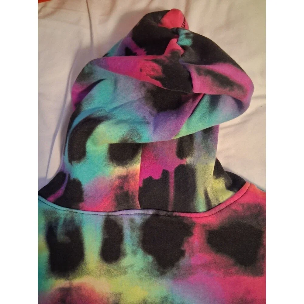 Justice Girls Tie-Dye Pullover Hoodie, Multicolor Fleece Polyester, L